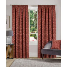 Buckingham Damask Fully Lined 3 Inch Pencil Pleat Curtains Pair