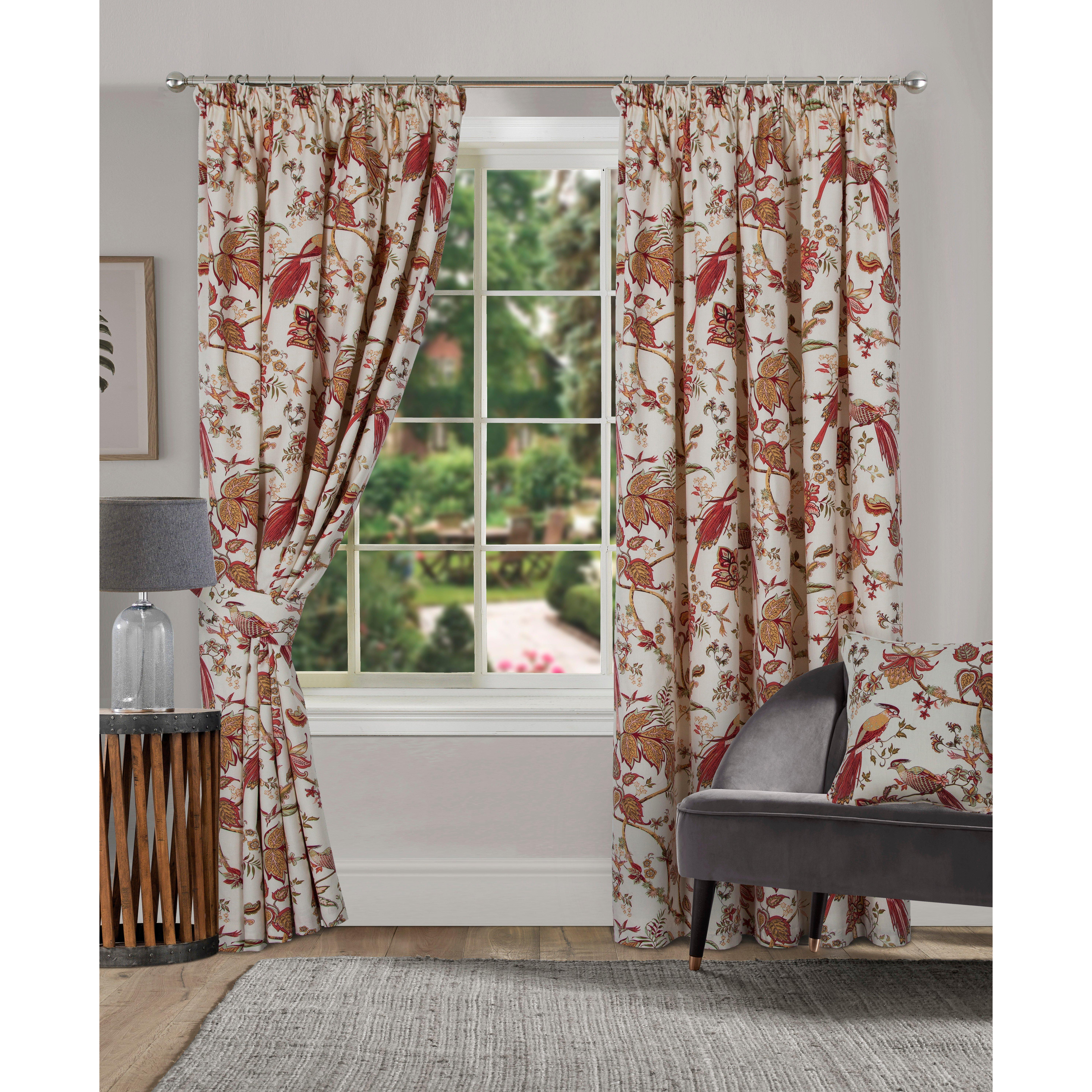 Kensington Fully Lined Botanical 3 inch Pencil Pleat Curtains pair - image 1