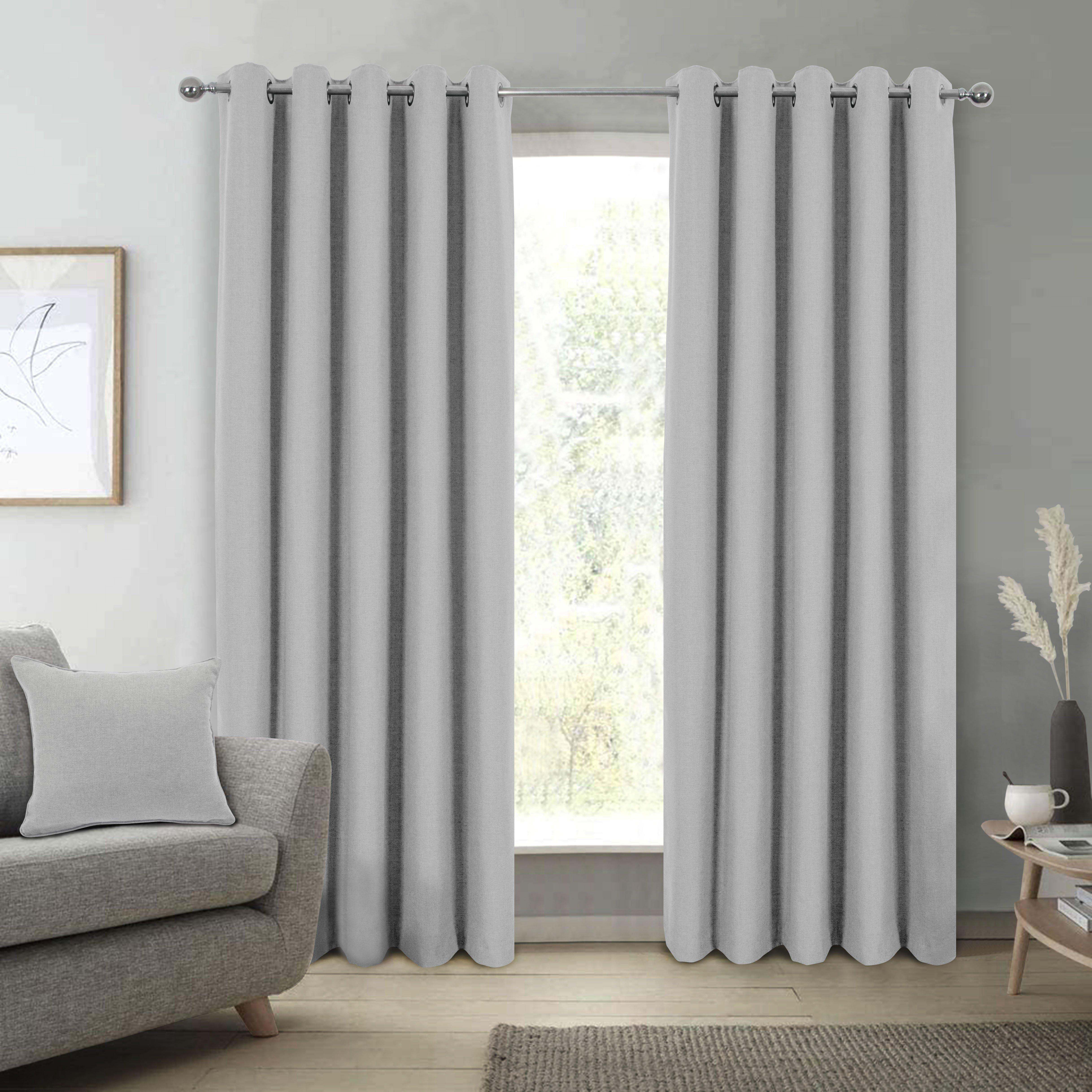 Spencer Faux Wool Lined Blackout Eyelet Curtains pair - image 1