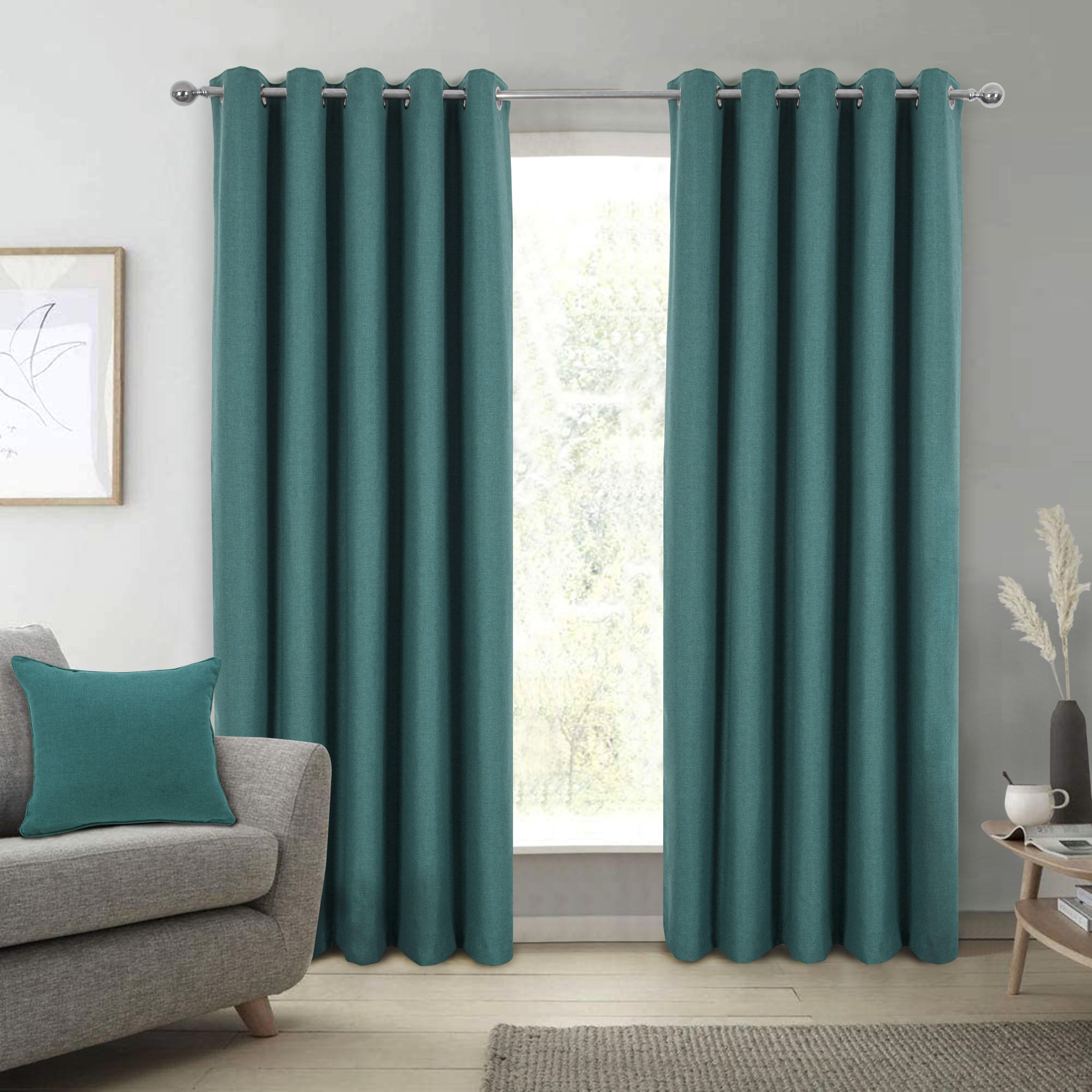 Spencer Faux Wool Lined Blackout Eyelet Curtains pair - image 1