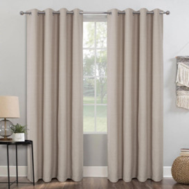 Woolacombe Faux Wool Blackout Lined Eyelet Curtains pair