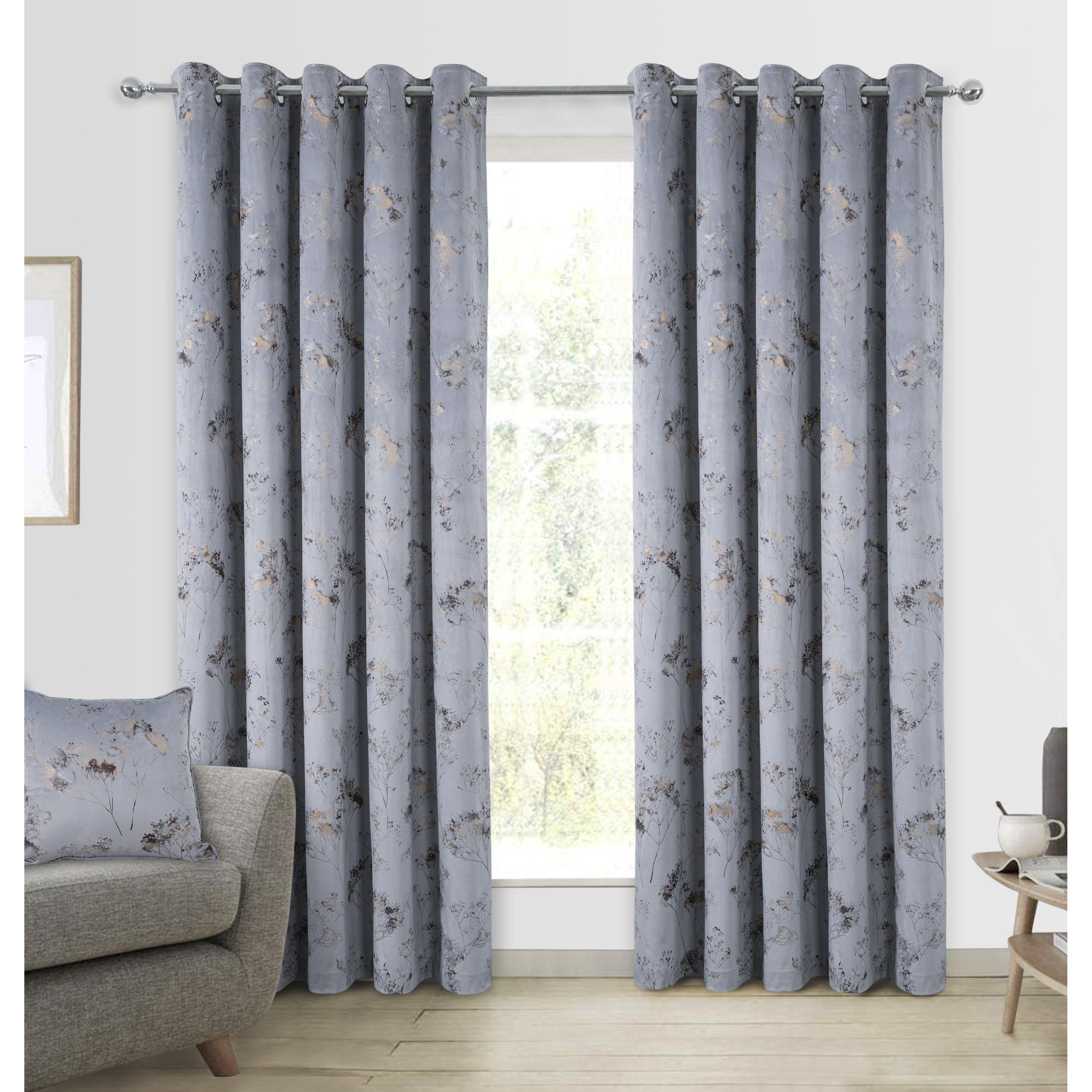 Lucia Floral Thermal Interlined Eyelet Curtains pair - image 1