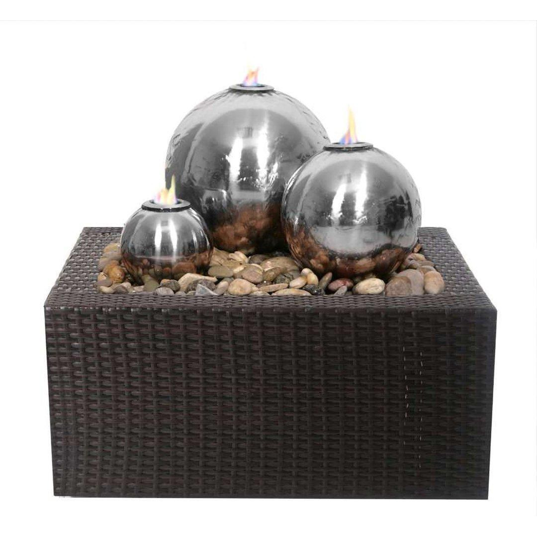 Water Feature Magma Triple Sphere Stainless Steel Fire and Water - image 1