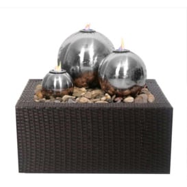 Water Feature Magma Triple Sphere Stainless Steel Fire and Water - thumbnail 1