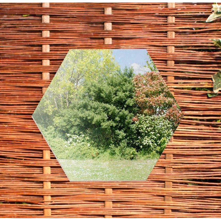 Silver Acrylic Hexagonal Outdoor Garden Wall Mirror 40cm - image 1