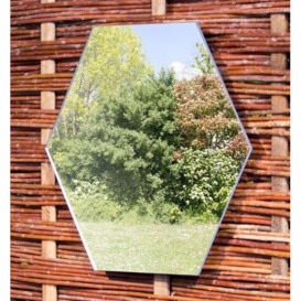 Silver Acrylic Hexagonal Outdoor Garden Wall Mirror 40cm - thumbnail 2
