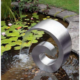Stainless Ammonite Steel Water Feature Pond Fountain No Reservoir 66cm