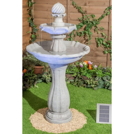 Tiered Stone Effect Solar Powered Round Water Feature Lights H112cm