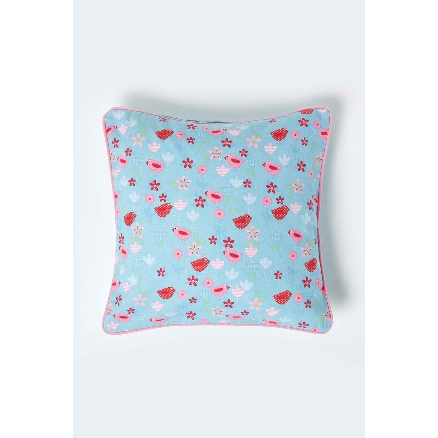 Cotton Birds and Flower Cushion Cover - image 1