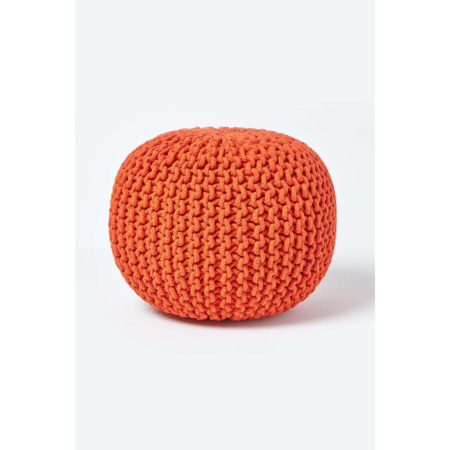 Round Cotton Knitted Pouffe Footstool - image 1