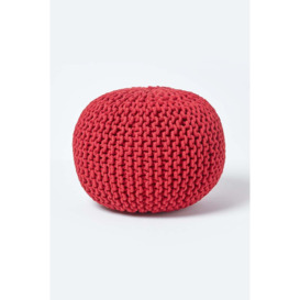 Round Cotton Knitted Pouffe Footstool