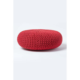 Large Round Cotton Knitted Pouffe Footstool - thumbnail 1
