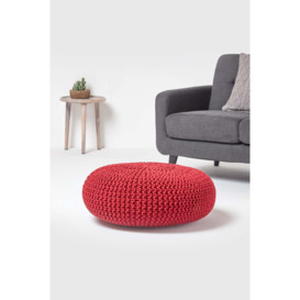 Large Round Cotton Knitted Pouffe Footstool - thumbnail 2