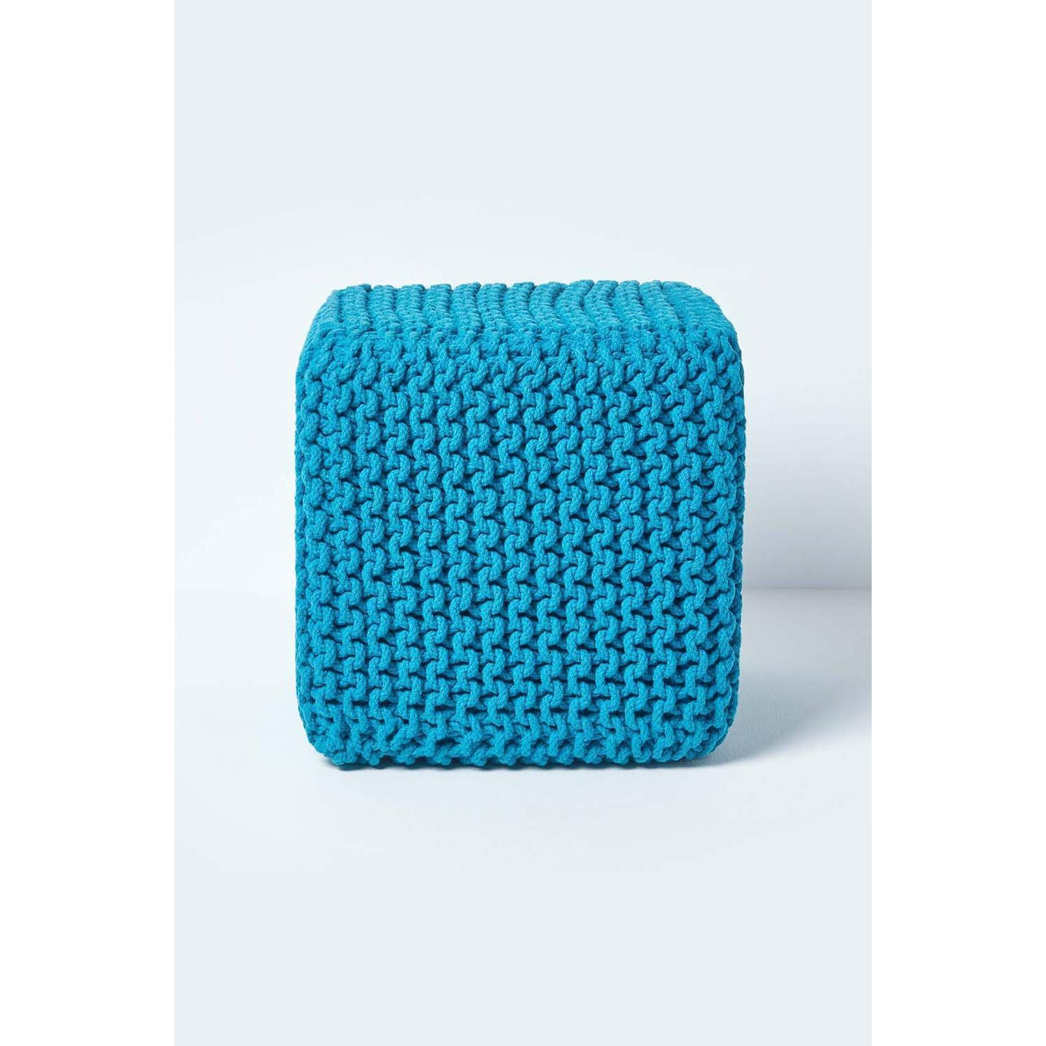 Cube Cotton Knitted Pouffe Footstool - image 1