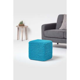 Cube Cotton Knitted Pouffe Footstool - thumbnail 2