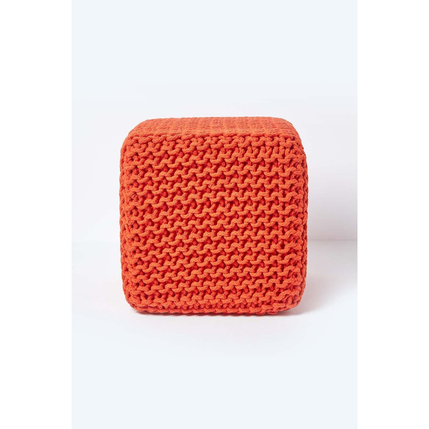 Cube Cotton Knitted Pouffe Footstool - image 1