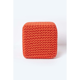 Cube Cotton Knitted Pouffe Footstool - thumbnail 1