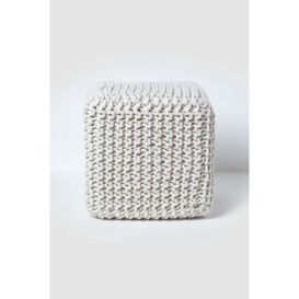 Cube Cotton Knitted Pouffe Footstool - thumbnail 1