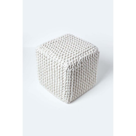 Cube Cotton Knitted Pouffe Footstool - thumbnail 3