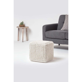 Cube Cotton Knitted Pouffe Footstool - thumbnail 2