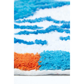 Cotton Tufted Washable Blue Dolphins Kids Rug - thumbnail 3