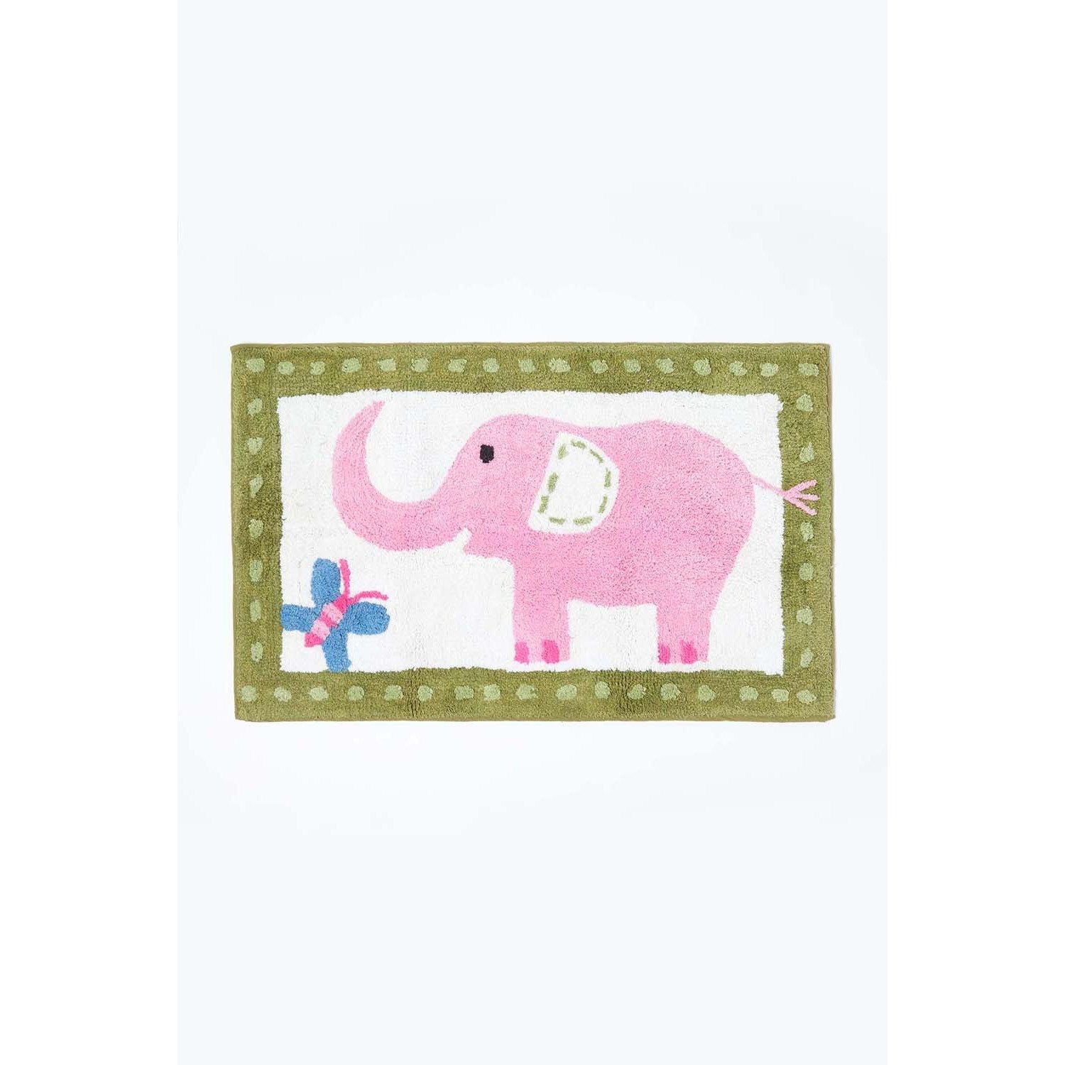 Cotton Tufted Washable Pink Elephant Children Rug - image 1