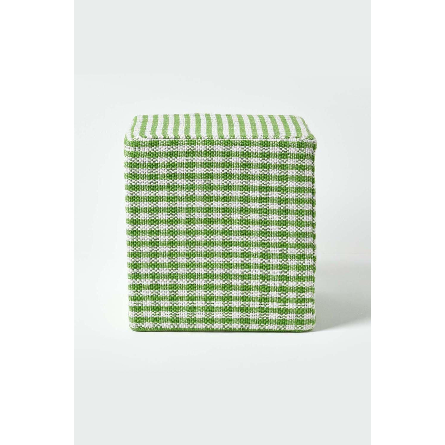 Gingham Check Cotton Cube Pouffe - image 1