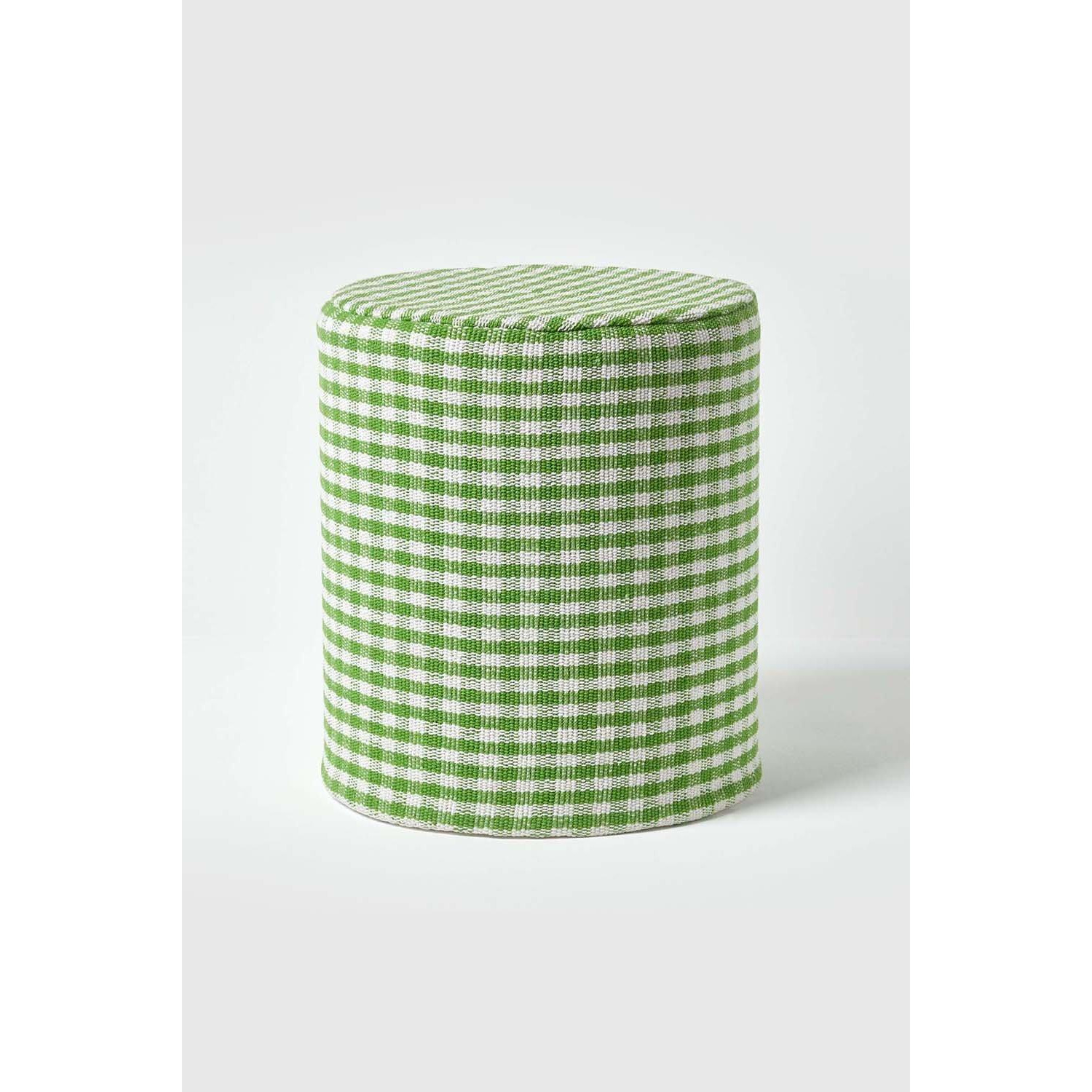 Gingham Check Round Pouffe Cotton - image 1