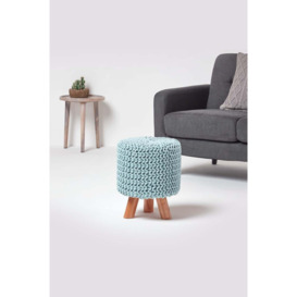 Tall Cotton Knitted Footstool on Legs - thumbnail 2