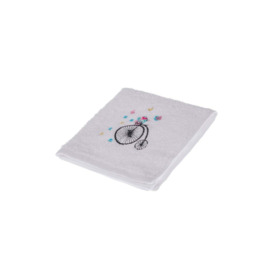 Turkish Cotton Embroidered Bicycle White Towel - thumbnail 2