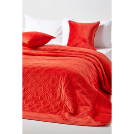 Luxury Quilted Velvet Bedspread Geometric Pattern Throw - thumbnail 1