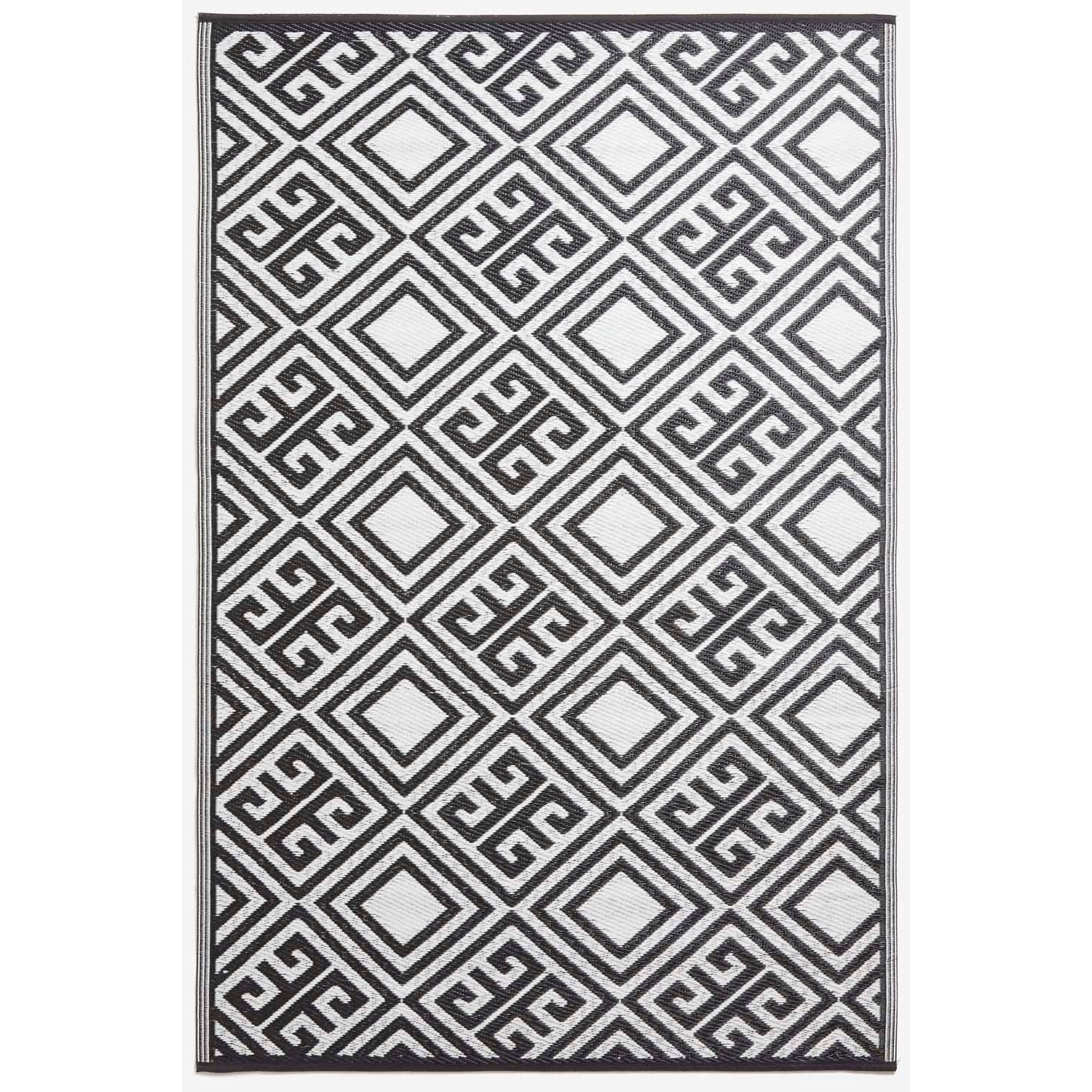 Black and White Geometric Design Reversible Outdoor Rug - image 1