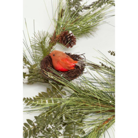 Festive Christmas Garland Artificial Pine and Robins Nests 5ft - thumbnail 2