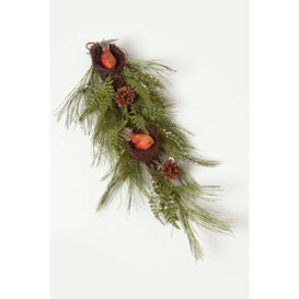 Artificial Replica Pine Branch Christmas Swag with Robins Nests - thumbnail 1