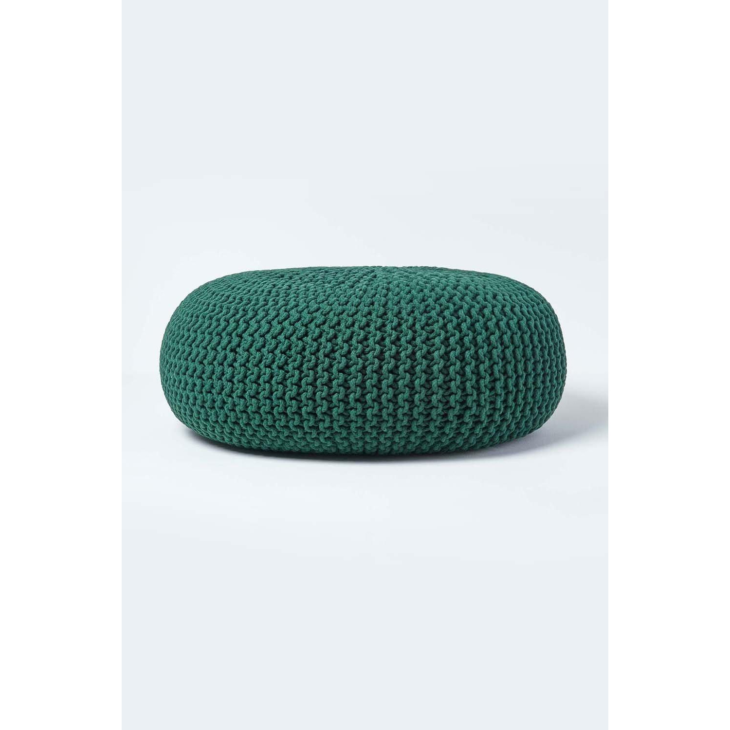 Large Round Cotton Knitted Pouffe Footstool - image 1