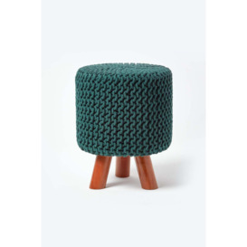 Tall Cotton Knitted Footstool on Legs