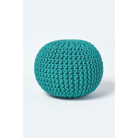 Round Cotton Knitted Pouffe Footstool - thumbnail 1