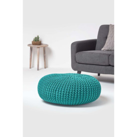 Large Round Cotton Knitted Pouffe Footstool - thumbnail 2