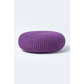 Large Round Cotton Knitted Pouffe Footstool