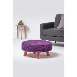 Large Round Cotton Knitted Footstool on Legs - thumbnail 2