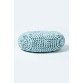 Large Round Cotton Knitted Pouffe Footstool