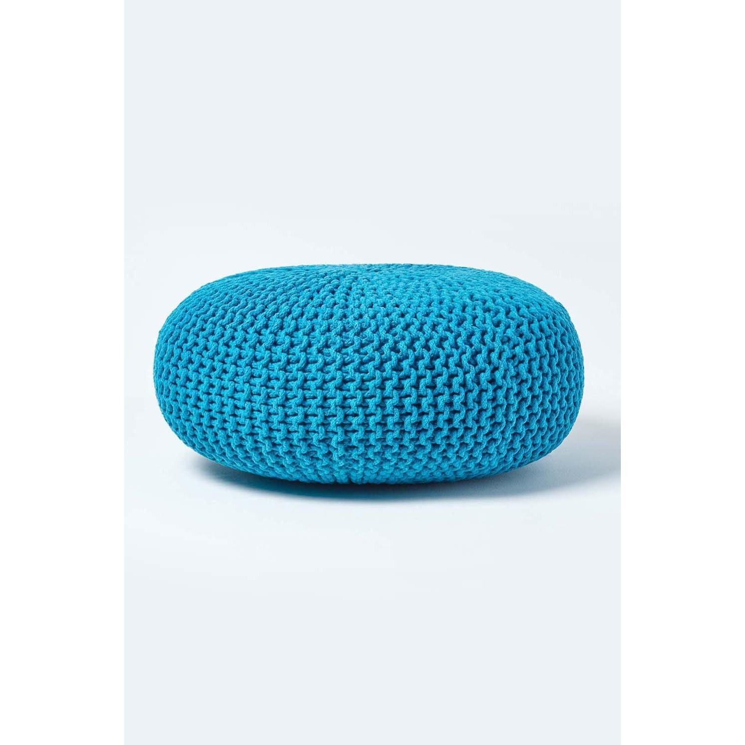 Large Round Cotton Knitted Pouffe Footstool - image 1