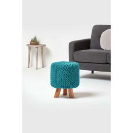 Tall Cotton Knitted Footstool on Legs - thumbnail 2