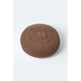 Large Round Cotton Knitted Pouffe Footstool - thumbnail 3