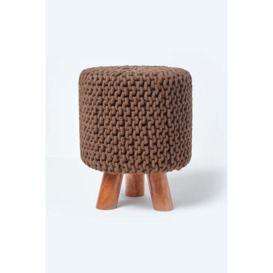 Tall Cotton Knitted Footstool on Legs