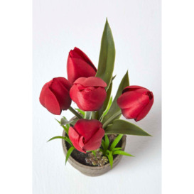 Artificial Tulips in Grey Decorative Stone Pot, 27 cm - thumbnail 2