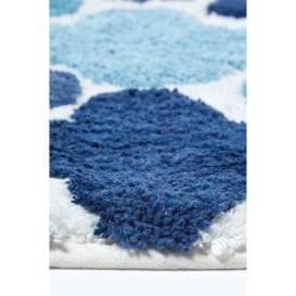 Blue and Grey Pattern Cotton Bath Mat - thumbnail 2
