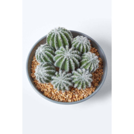 Artificial Barrel Cactus Arrangement in Round Grey Pot, 17 cm Tall - thumbnail 3