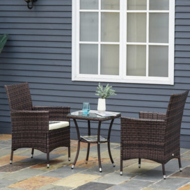 Rattan Bistro Set Garden Chair Table Patio Outdoor - thumbnail 3
