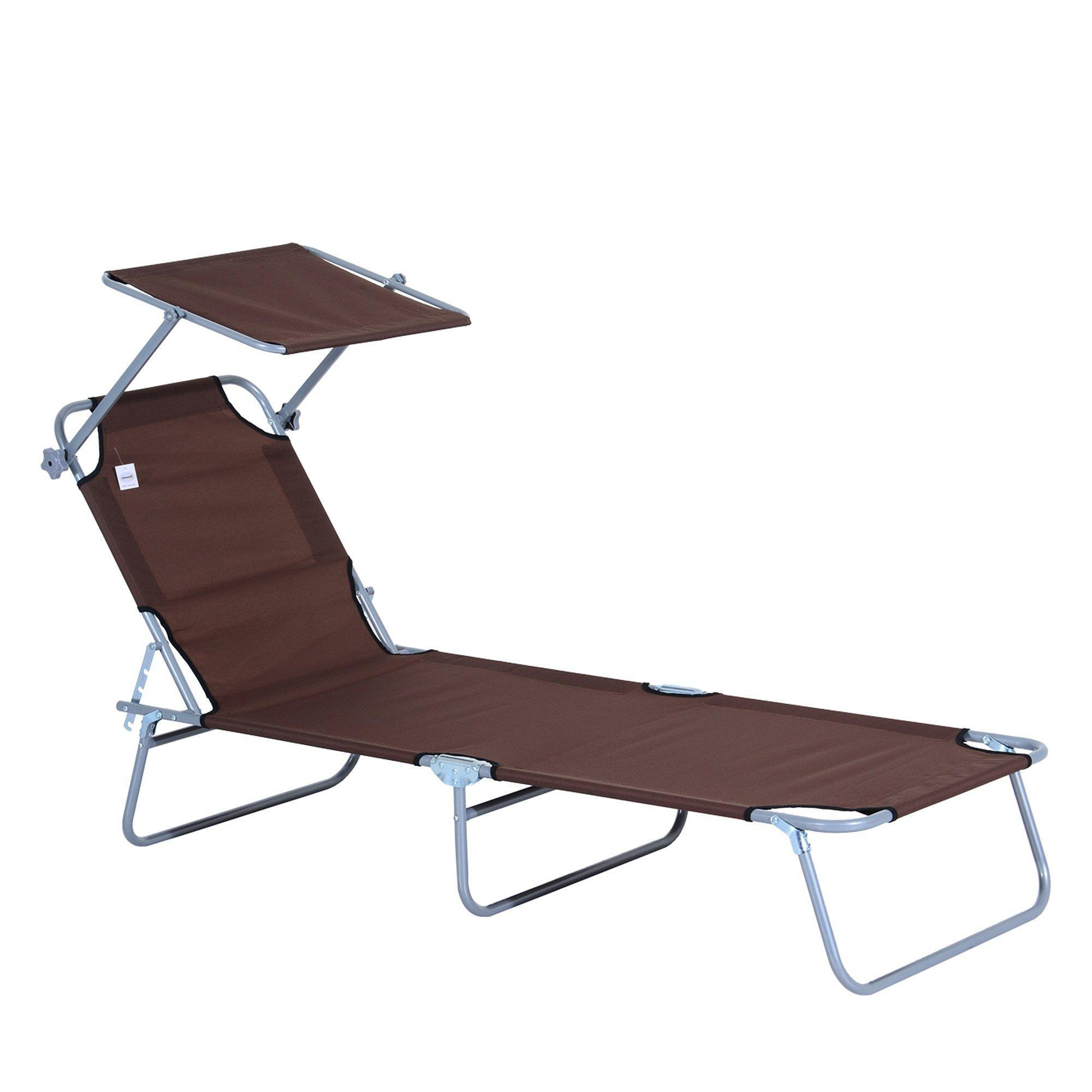 Folding Chair Sun Loungerwith Canopy Sunshade Garden Recliner Hammock - image 1